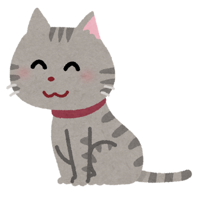 座っている灰色のしま猫のイラスト